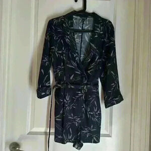 Topshop Black Floral Jumpsuit